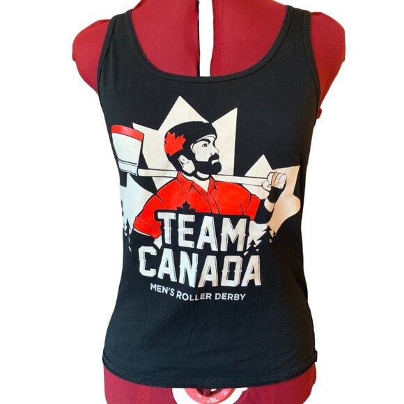 VINTAGE - Roller derby Team Canada black tank top - Ladies Small - Picture 1 of 6